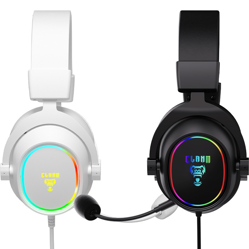 HEADSET GAMER AYRON BRANCO OU PRETO RGB USB Stereo com Mic Omnidirecional e Controle de Volume no Cabo