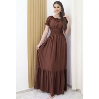 LILIN Vestido Longo Festa Tem Forro e Elástico em Oferta na Shopee