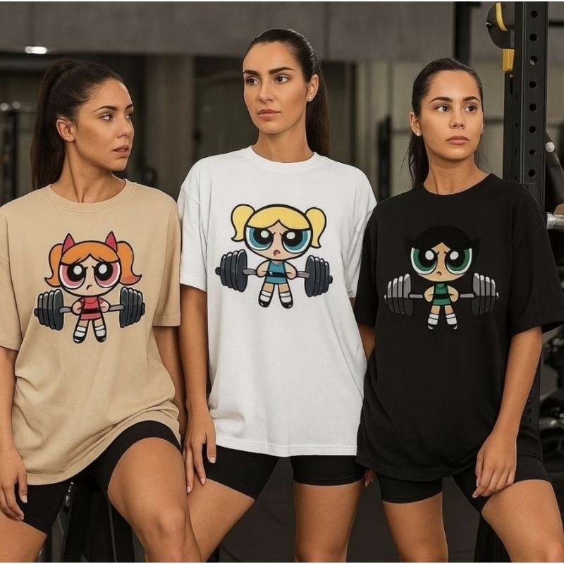 Kit 3 Camisetas Femininas Algodão Super Poderosas Academia Treino Casual Moda Blogueira Confortável