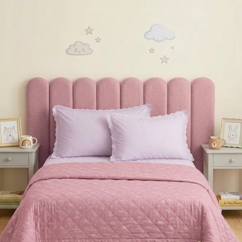 Kit Cabeceira cama box Modular Decorativa Nuvem Estofada 45x20cm Sem Furo Na Parede Cama Solteiro, Casal, Queen e King