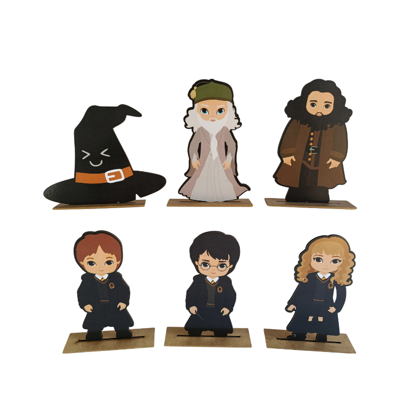 Kit Display de Mesa 6 Peças Para Festa Harry Potter Cute MDF