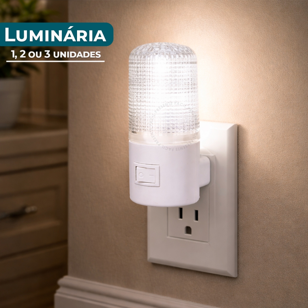 Luminária LED Noturna 1, 2 ou 3Un Abajur de Parede Luz Suave Tomada Bivolt Quarto Escritório Berço em Oferta na Shopee