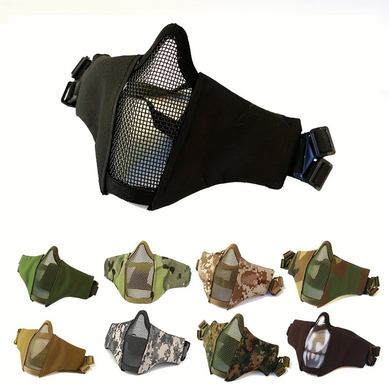 Máscara Tática Airsoft Meia Face Grade De Metal Proteção Paintball Ajustável