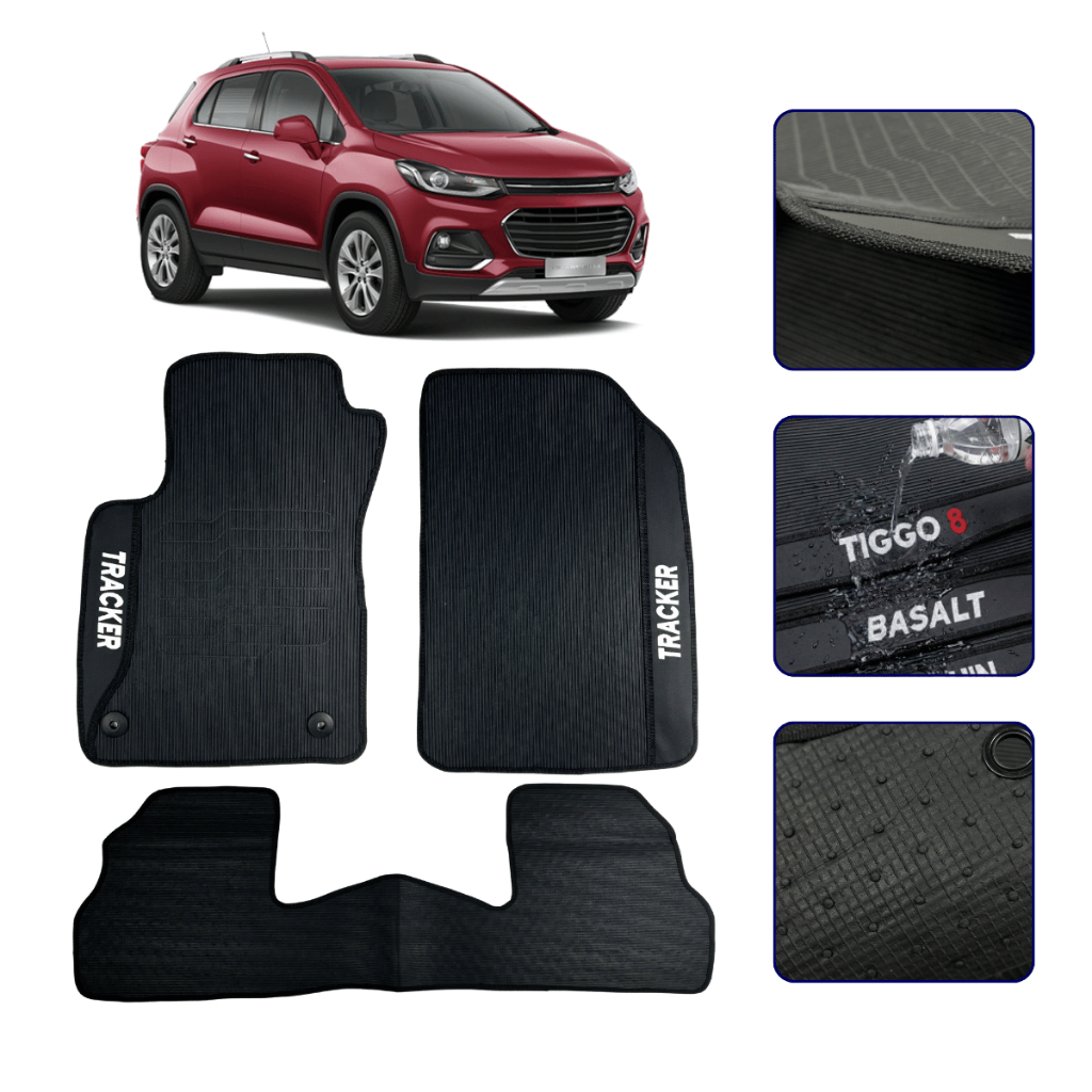 Jogo de Tapete Emborrachado Para Tracker 2014 2015 2016 2017 2018 2019 Kit Automotivo
