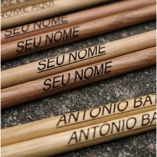Baqueta Personalizada Com Seu Nome De Madeira Para Bateria percussão Par