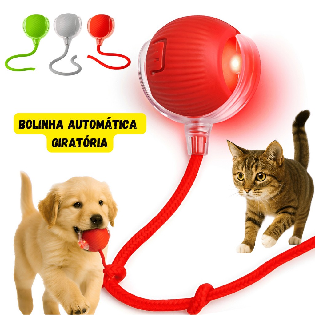 Bola Pet Rolamento Automático Mordedor Recarregável Inteligente Gato Cachorro Interativo