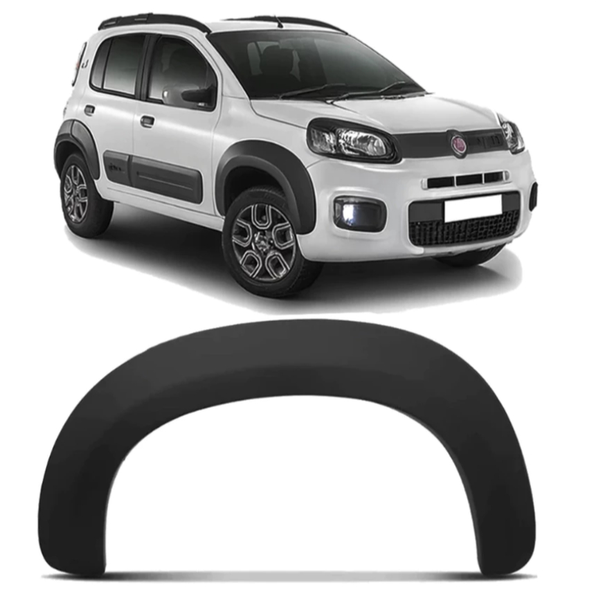 Kit Moldura Paralama Diant Novo Uno Way 2014 2015 2018 2022 Preto + Kit Grampo - Par ou Unidade