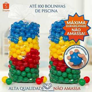 Bolinhas Coloridas até 100 unidades não amassa qualidade Premium ideal para piscina de bolinha