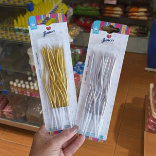 Kit Vela Festa Espiral Palito Bolo de Bricolage Aniversário Dourado Prata Curvado Longo Fino Torto Curvas de Parafina em Oferta na Shopee