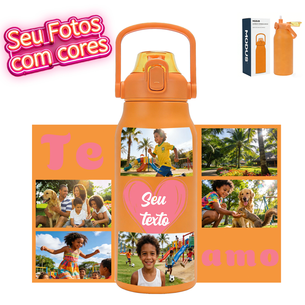 Modus Garrafa Térmica Personalizada 1700ML – Com Nome, Frase e Fotos, para Academia e Acampamento em Oferta na Shopee