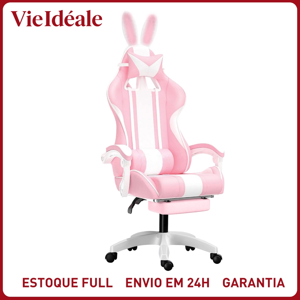 Cadeira Gamer Reclinável Ergonômica Base Giratória Cadeira Gamer Reclinável Ergonômica Base Giratória cor ：Rosa em Oferta na Shopee
