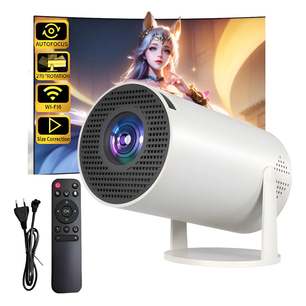 Mini Projetor Hy300 Smart Portátil 4k Android Bluetooth 110v Branco 127/220v