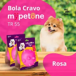 2 Bola Cravo MACIÇA MyPetOne Rosa 55mm Brinquedo RESISTENTE Para Cães