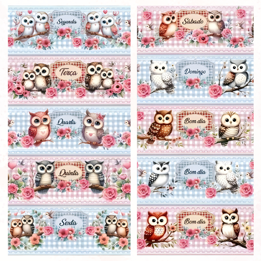 Tricoline Digital- BARRADO SEMANINHA CORUJAS R&V- 0,54 x 1,50 em Oferta na Shopee