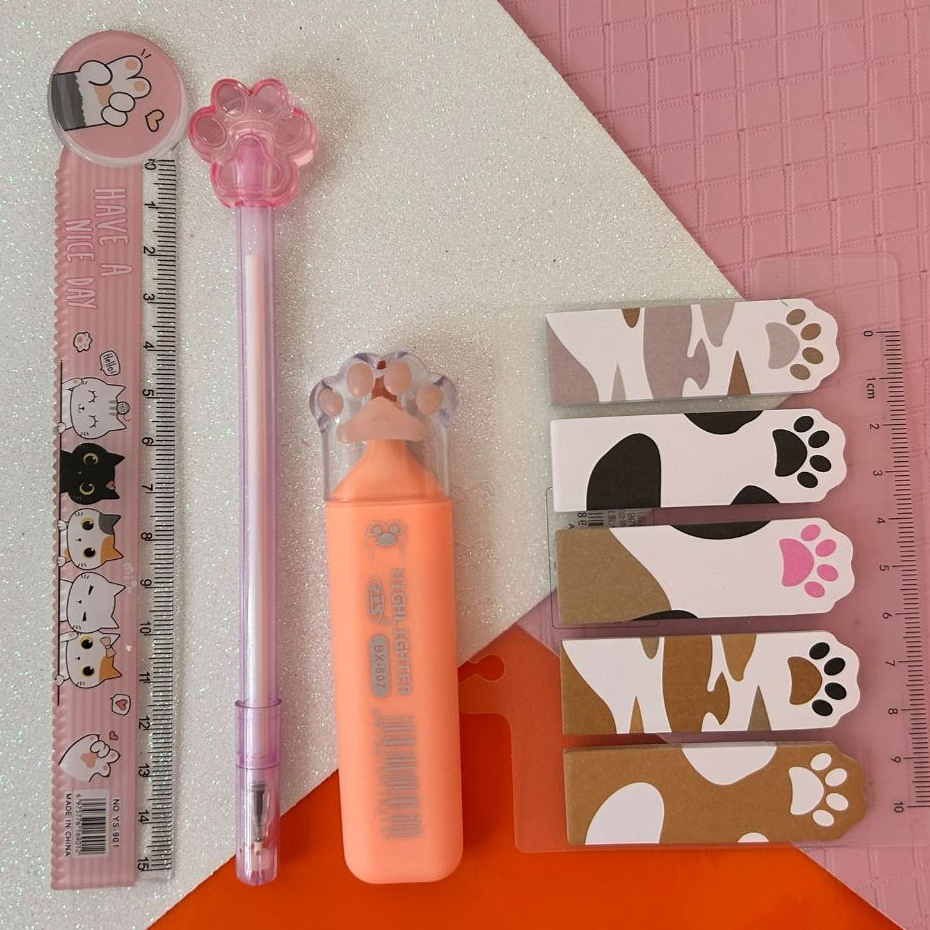 Kit Papelaria Kawaii Gato Fofo 4 Itens 🩷 Papelaria de Gatinho Papelaria Fofa Papelaria Fofa — R$ 18,45 em Shopee