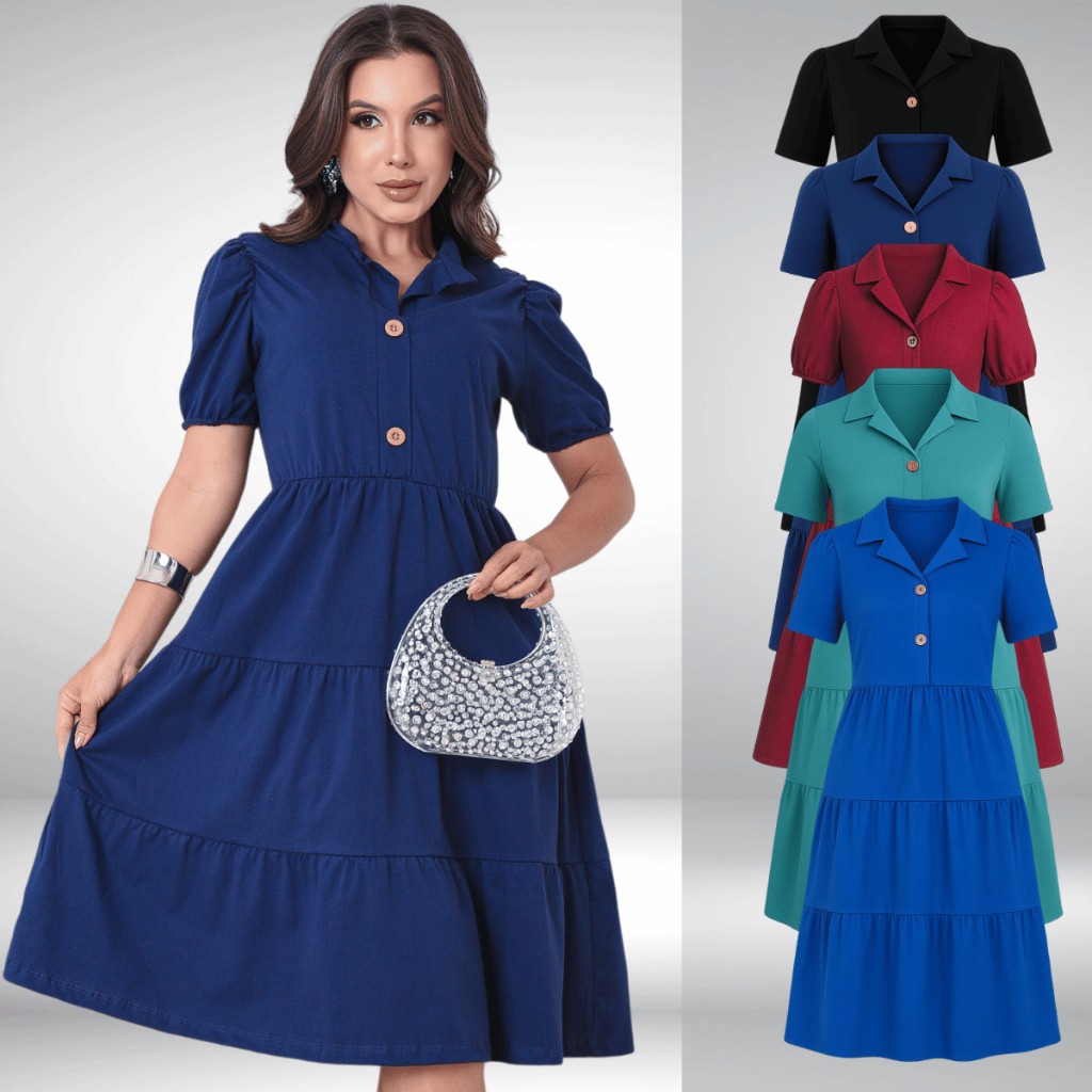 Vestido Feminino Midi Moda Evangélica Casual Social Elegante Confortável em Oferta na Shopee