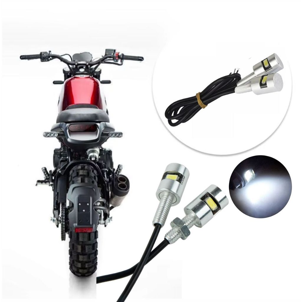Lâmpada Luz Led Parafuso Placa Universal Moto Preto 2 Pçs