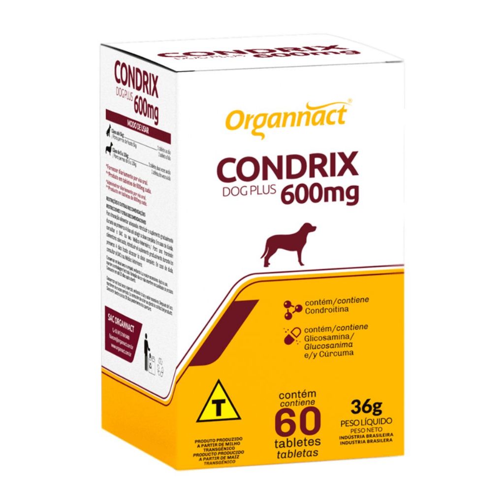 Condrix Dog Tabs 600mg 36g Organnact 60 Comprimidos 600 mg em Oferta na Shopee