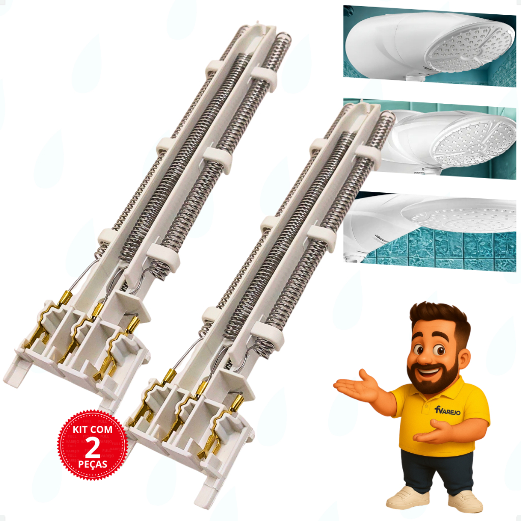 Kit Com 2 Resistências Chuveiro Advanced Eletrônica / Top Jet Turbo Eletrônica 7500W 220V - PMR