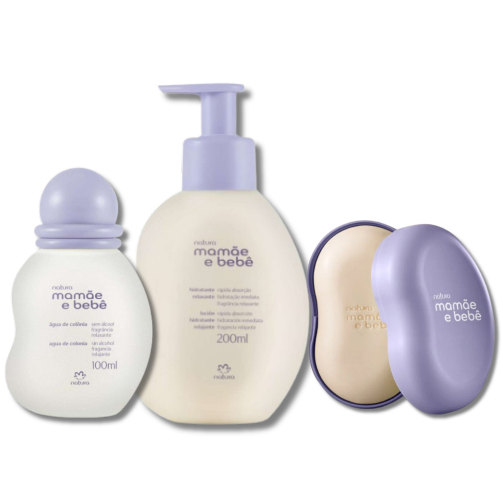 Kit Natura Água de Colônia + Hidratante + Sabonete em Barra Mamãe e Bebê Relaxante