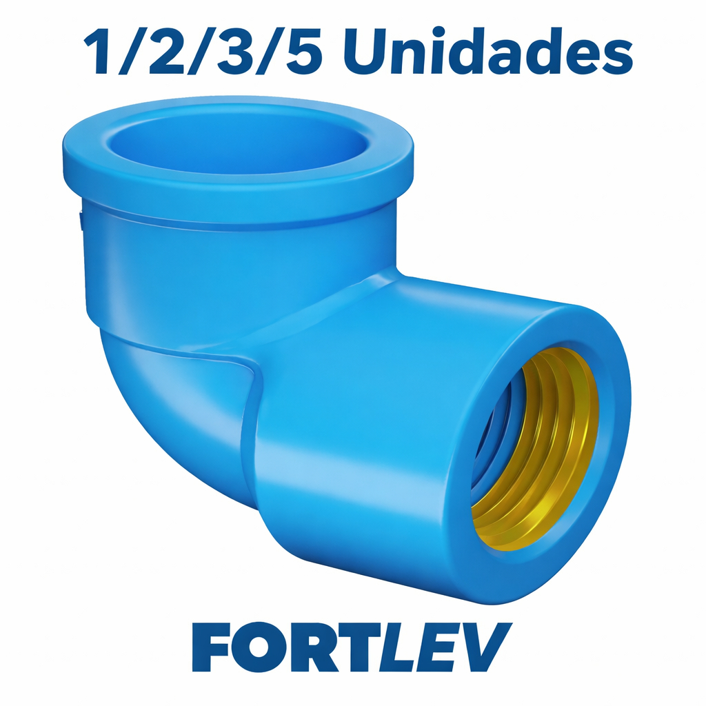 Joelho/Cotovelo PVC Azul Bucha latão 25mmx1/2" - Fortlev - 1/2/3/5 Unidades