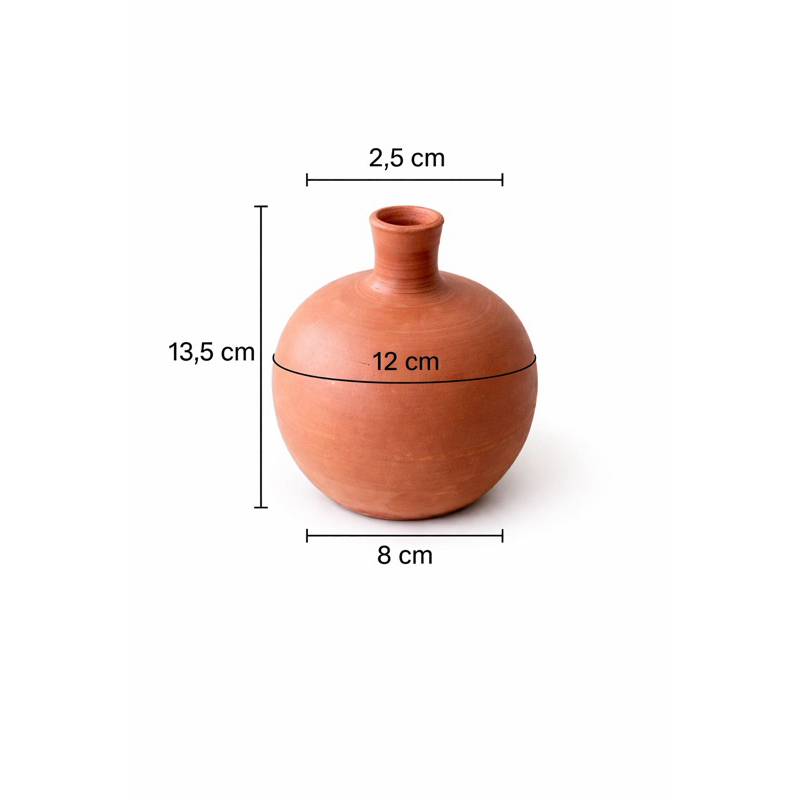 Vaso de Barro / Terracota botija (13,5cm alt 8cm base 2,5cm boca) Decor Boho presente