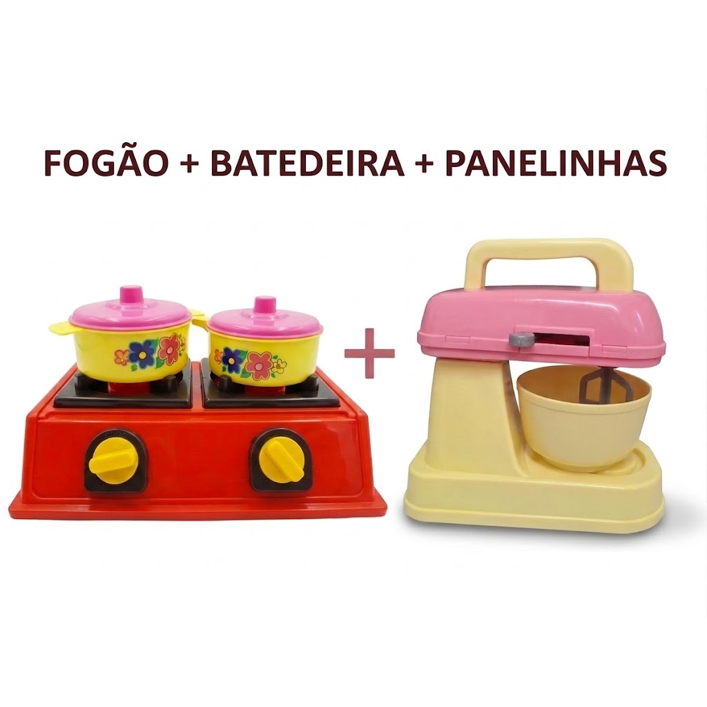 Brinquedo Cozinha Fogão Cooktop com panelinhas com tampa Batedeira Kit Cozinha - Diverplas