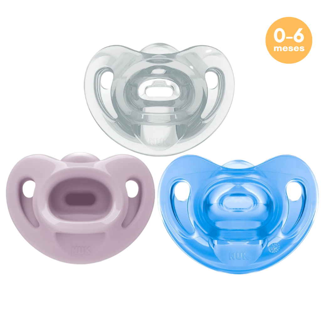 Chupeta  Nuk Sensitive Bico Ortodôntico 100% Silicone com Estojo Macia 0-6 meses Fase 1 em Oferta na Shopee