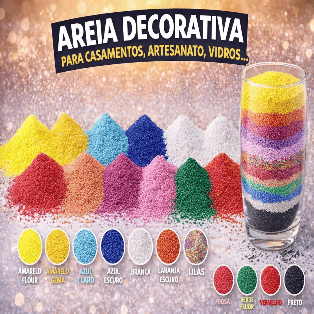Areia Colorida 20kg Artesanato Terrário Decoração Atóxica Trabalho Escolar Decoração Aquário