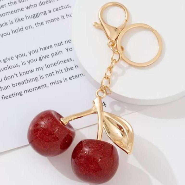 Chaveiro De Cristal Cereja Pingente Criativo Saco Charme Para Presente De Feriado Feminino