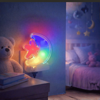 Abajur Luz Noturna LED Colorido Lua Estrela Tomada Bivolt 1W Quarto Infantil Decoração Econômico em Oferta na Shopee