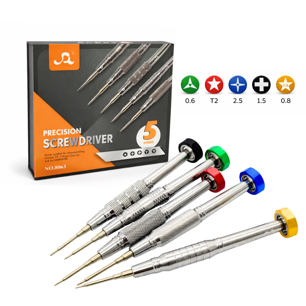 Kit Chave Precisão 5 Pontas 0.8 0.6 T2 1.5 2.5 Celular iPhone Notebook Console