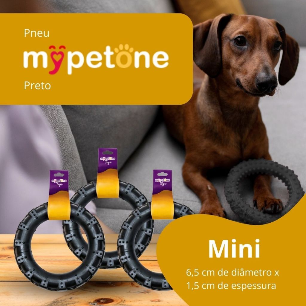 3 Pneu Mordedor de Borracha MyPetOne Mini Para Cachorro Brinquedo Resistente Pet