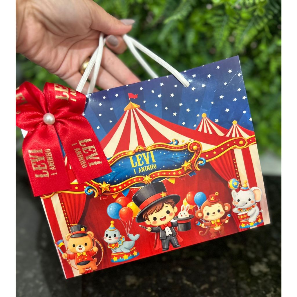 Sacolinha Surpresa Personalizada Circo Vermelho | Lembrancinhas | Festa Aniversário | Lancheirinha
