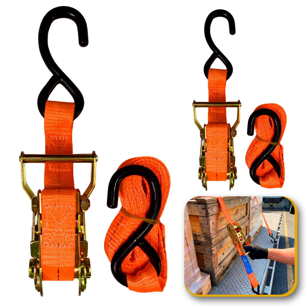 Kit 2 Cinta de amarração Catraca 800kg 3M 25MM Moto Jet Carretinha Fita Carga Jogo Laranja