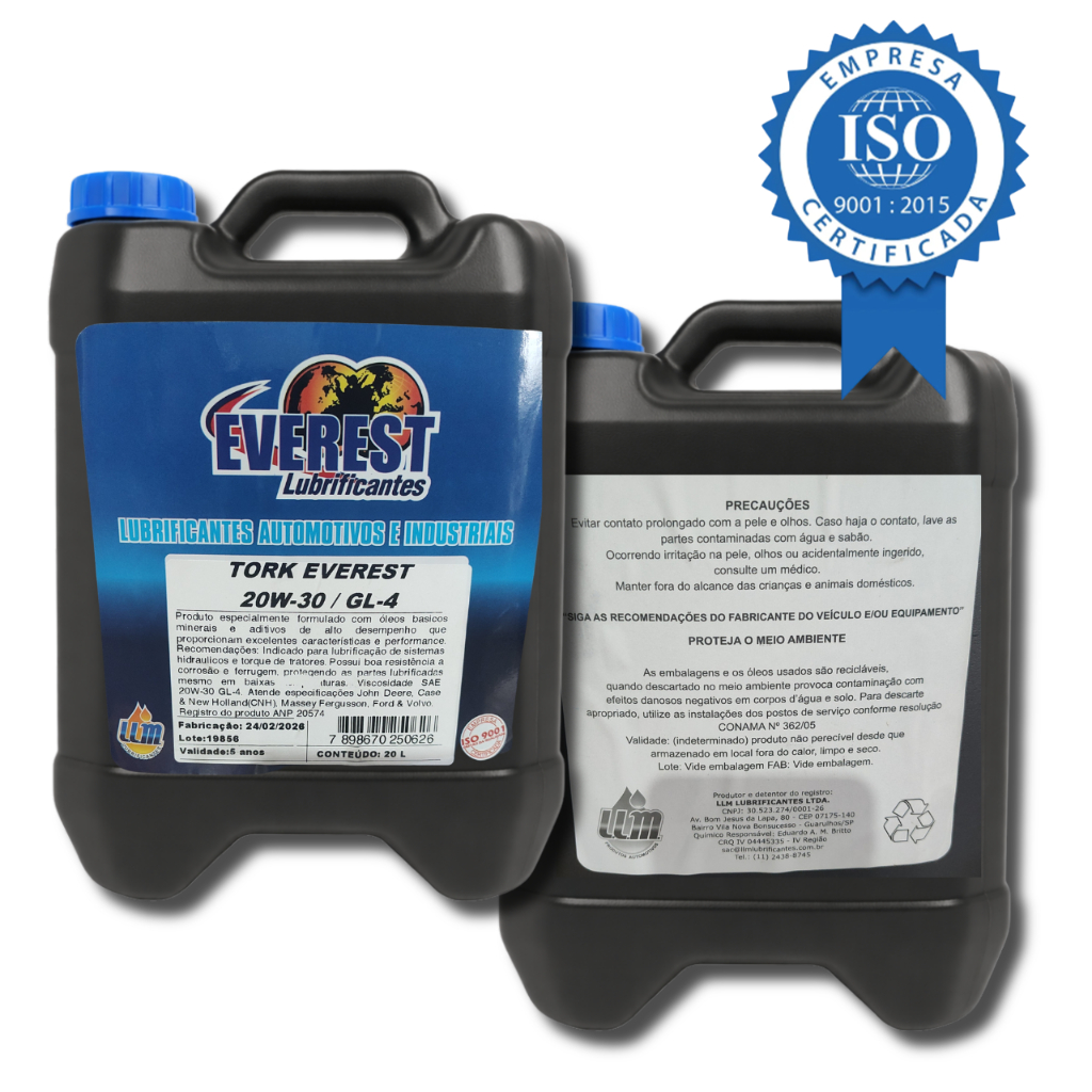 Óleo de Trator para Transmissões e Hidraúlicos 20w30 20L Everest Selo de Qualidade ISO 9001