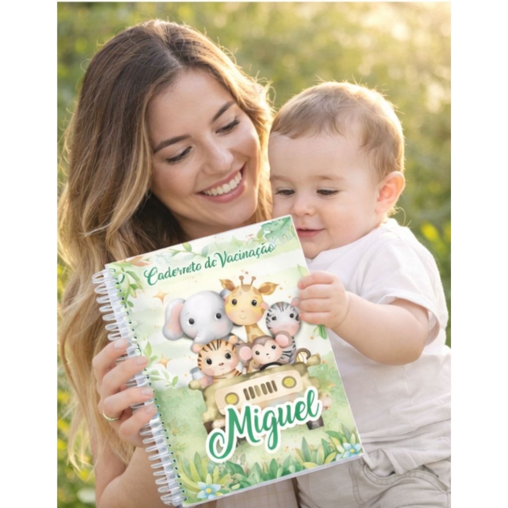 Caderneta Vacinação Safari Menino Personalizada