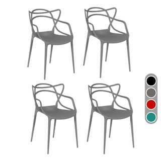 Kit 4 Cadeiras de Jantar Allegra Preta Moderna Resistente com proteção UV Cozinha Jardim e Área Gourmet em Oferta na Shopee