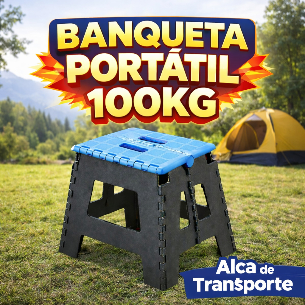 Banquinho Dobrável Banqueta até 100kg Retrátil Transporte PP Reforçado Resistente Camping Pesca Alta Qualidade