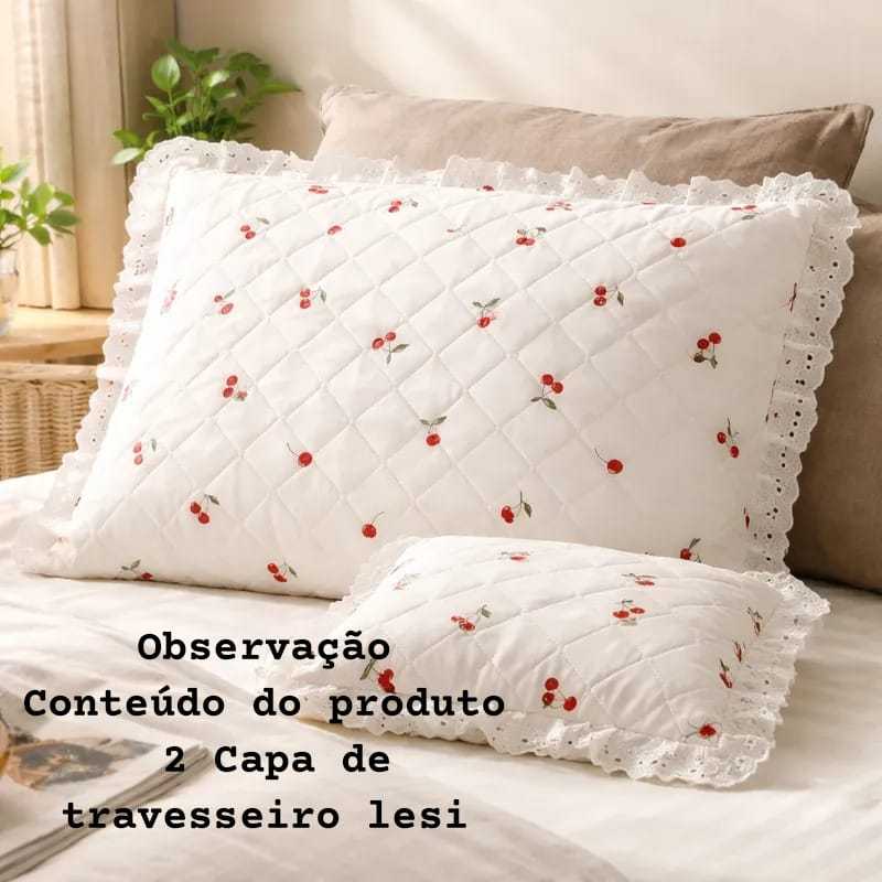 Par Porta Travesseiro de Lesi com zíper ( 2 unidades)Obs: variações no matelado