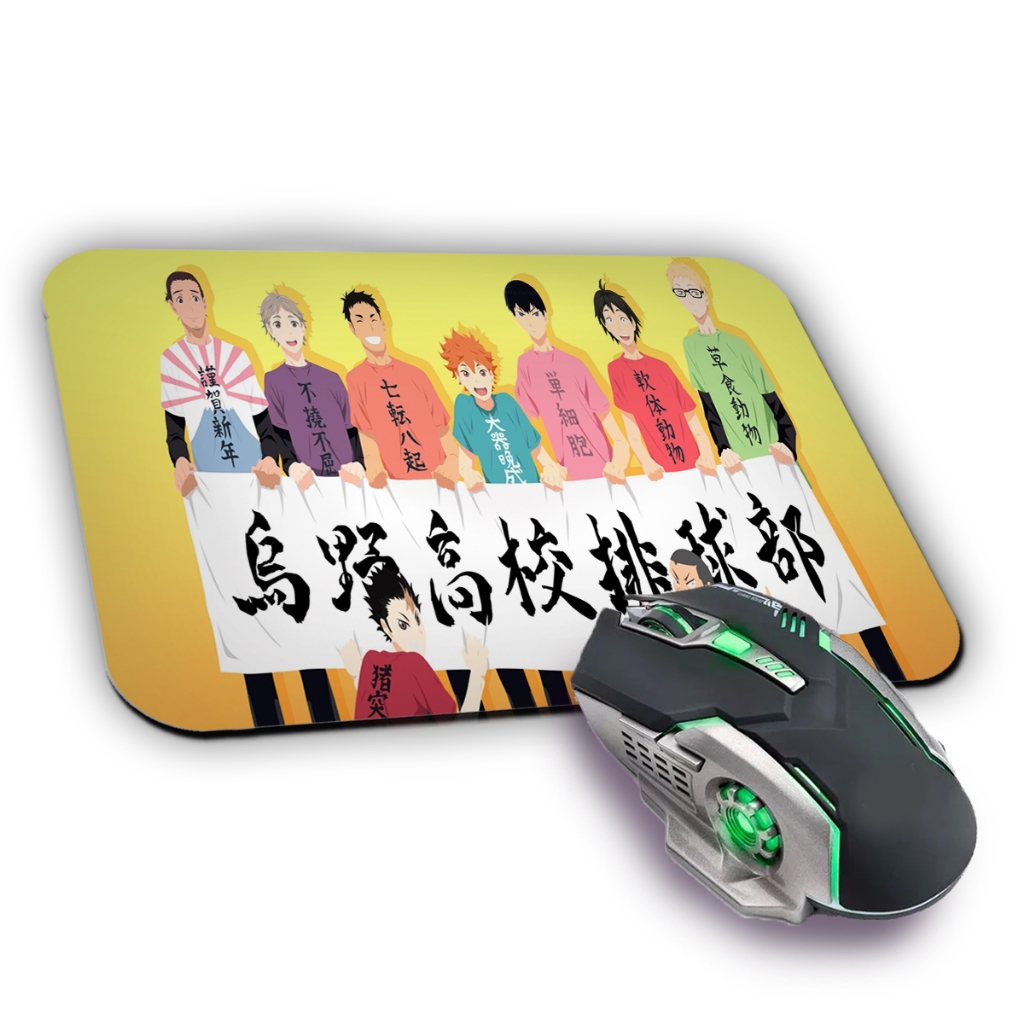 Mousepad Haikyuu Karasuno 22x18cm Hinata Kageyama Vôlei Geek Anime Gamer Presente Criativo Top