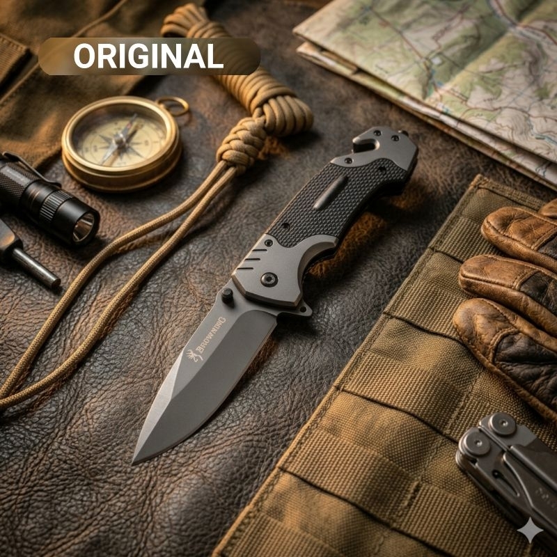 ORIGINAL Browning | Faca retrátil canivete Suíço militar Profissional De Aço Metal Inox para Aviadores Especialistas