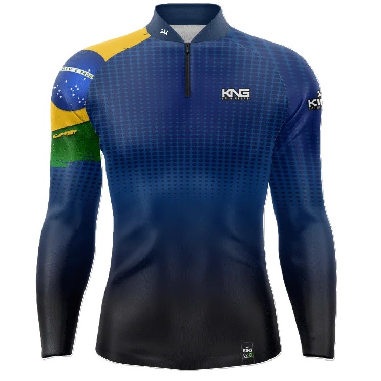 Camiseta Camisa Blusa Pesca Praia Agro Brasil Patriota Unissex com Proteção Solar Uv50+ King Brasil
