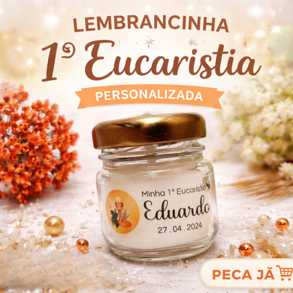 10 Kit de Batizado - Velas Aromáticas em Pote de Vidro- Crisma- Primeira Comunhão-Eucaristia