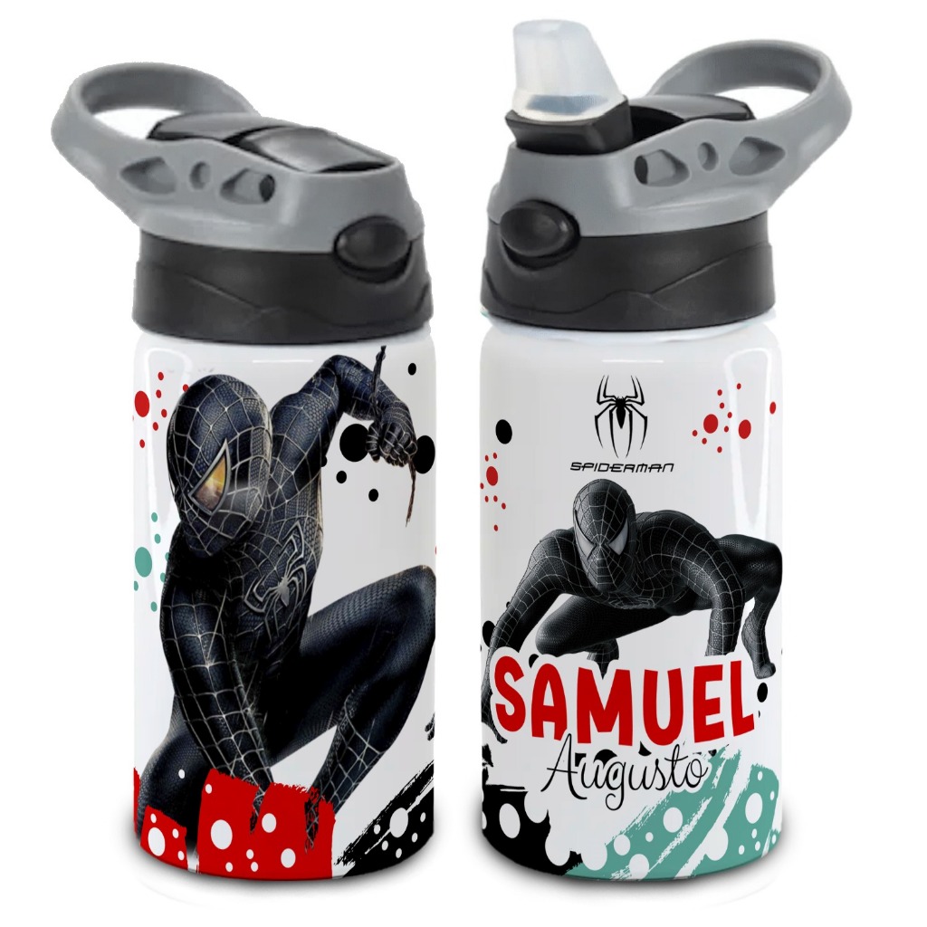 Monte seu Kit Garrafa TÉRMICA INOX Toalhinha Infantil Homem Aranha Volta ás Aulas