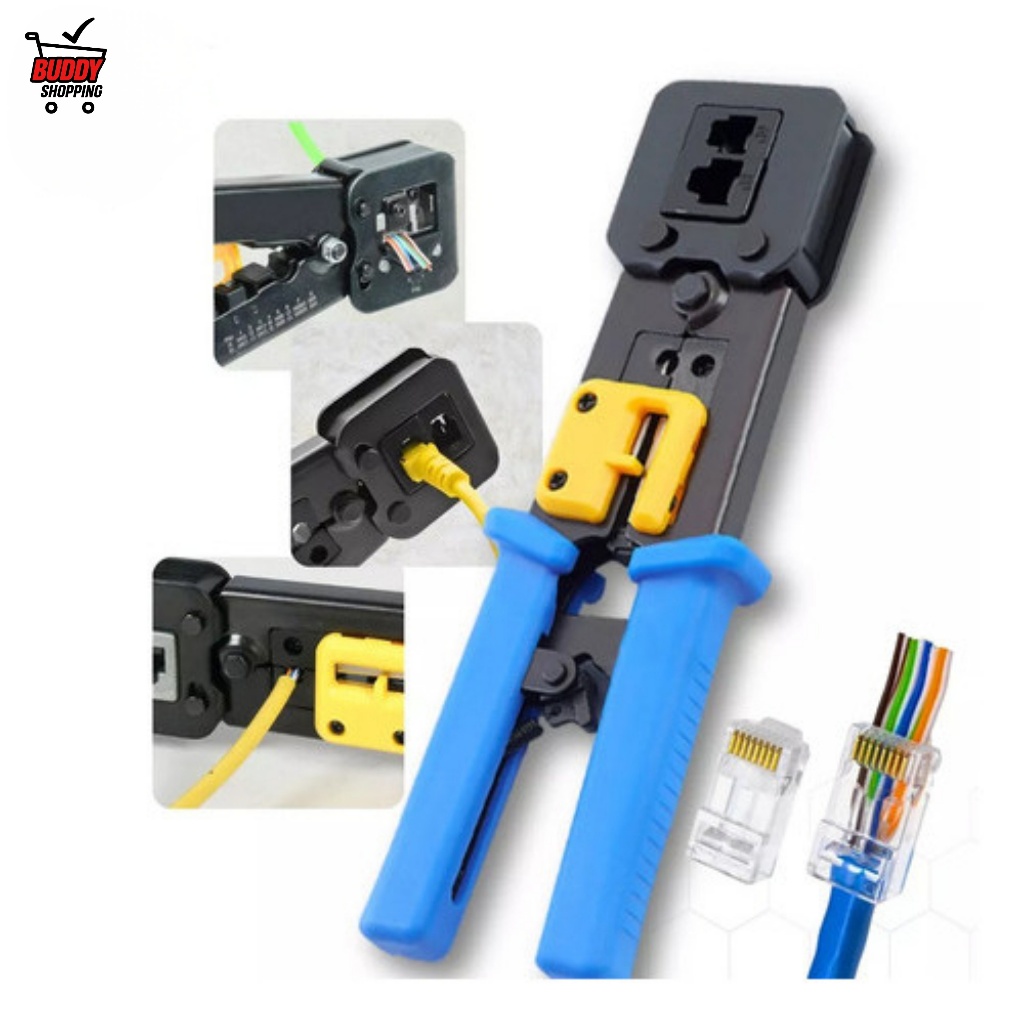 Alicate de Crimpagem Profissional para Cabos de Rede Cat5 / Cat5e / Cat6 / Cat6e em Oferta na Shopee