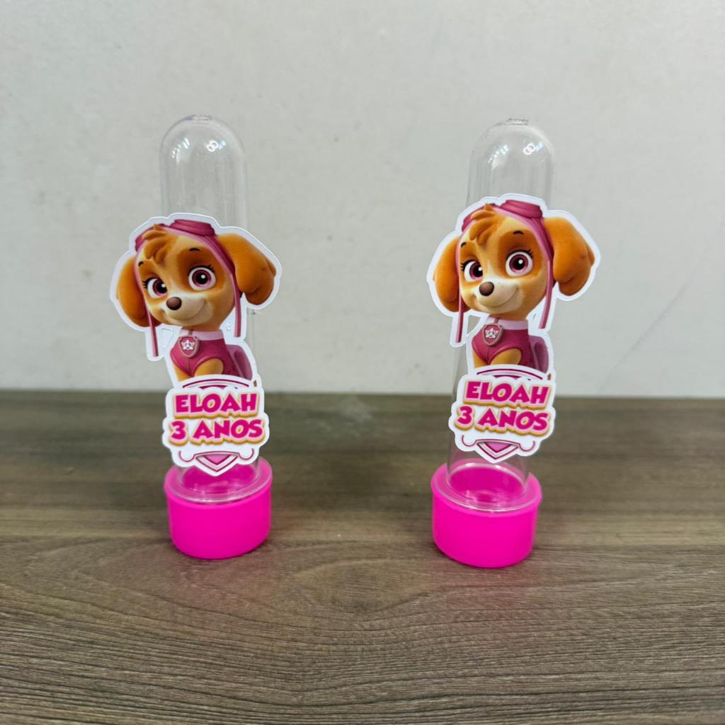 Tubetes + Apliques 3D Personalizado Lembrancinha Festa Aniversário Skye Patrulha Canina