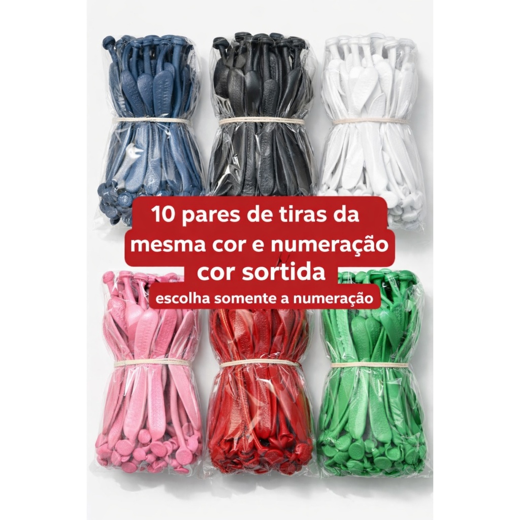 10 PARES DE TIRA MESMA COR E NUMERAÇÃO COR SORTIDA (alças correia) DE CHINELO PARA CHINELO TRADICIONAL MASCULINO