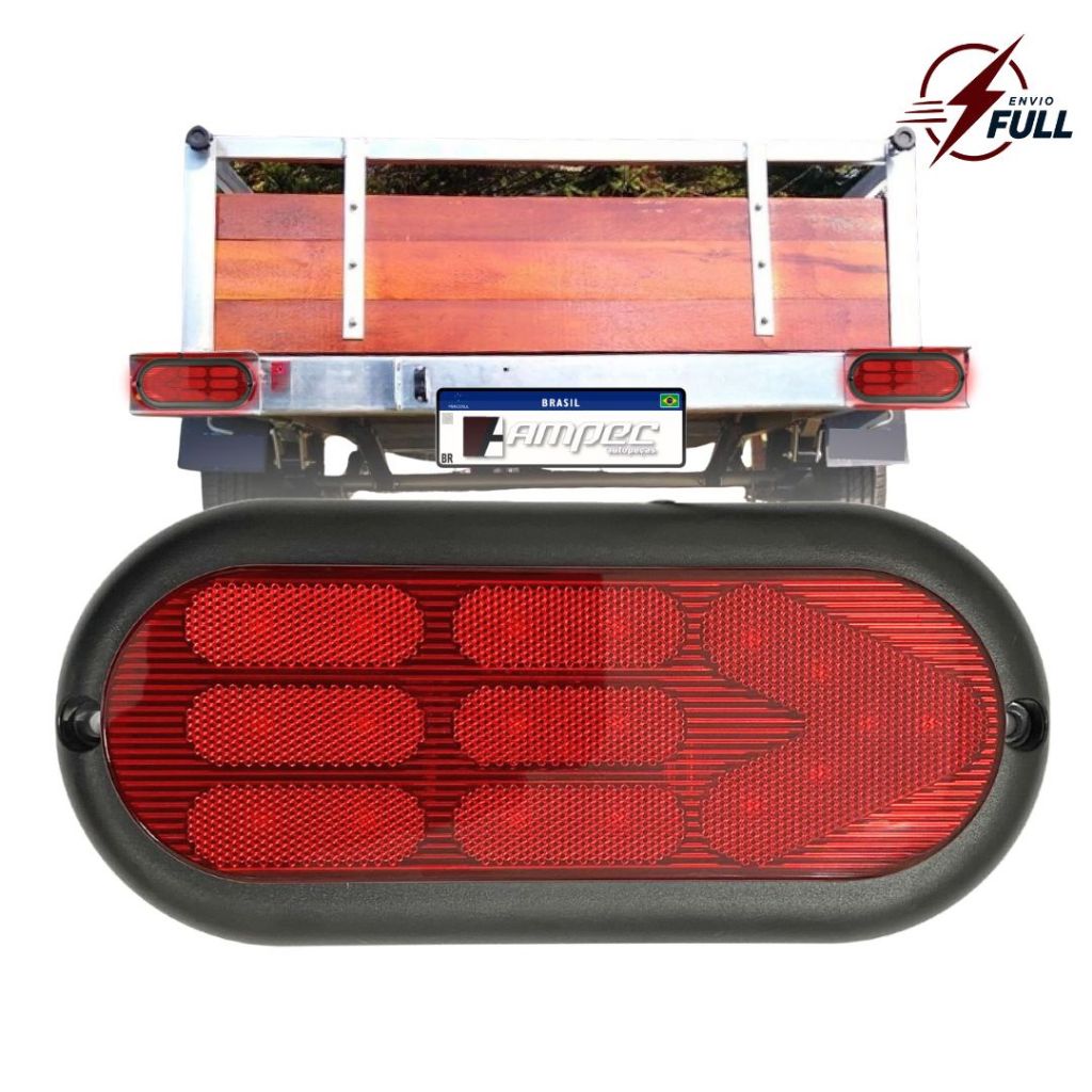 Lanterna Traseira Carretinha Universal 18 Leds Vermelha Bivolt Lanterna Reboque
