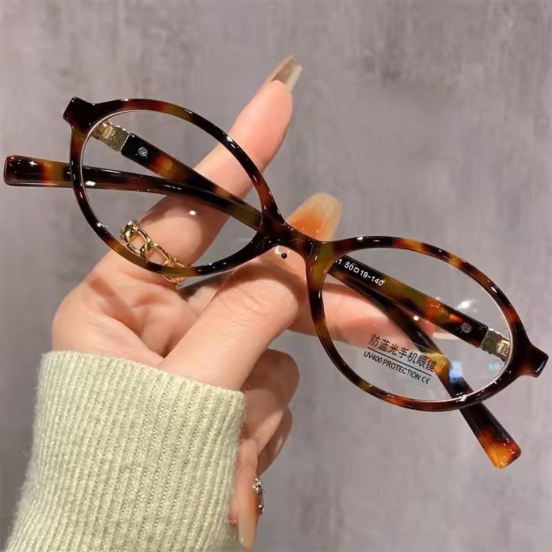 Óculos de armação oval, lentes transparentes, pequeno, estilo retrô, proteção contra luz azul